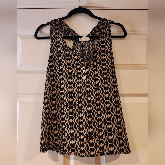 Pink Rose black and tan patterned sleeveless blouse M - Picture 1 of 4
